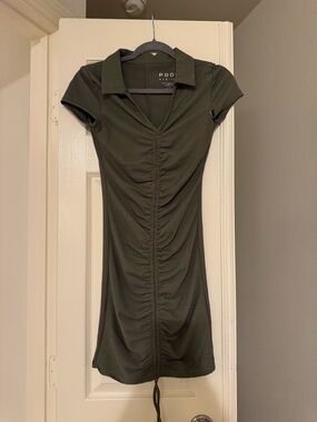 Poof! Olive Green Ribbed Polo Top